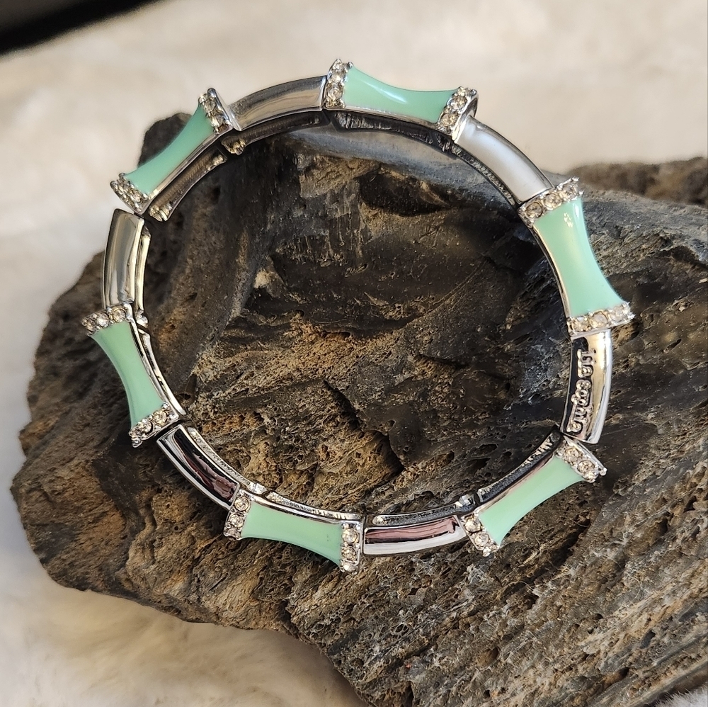 NWOT Lia Sophia "Spectrum" Mint Green & rhinestone stretchy bracelet
